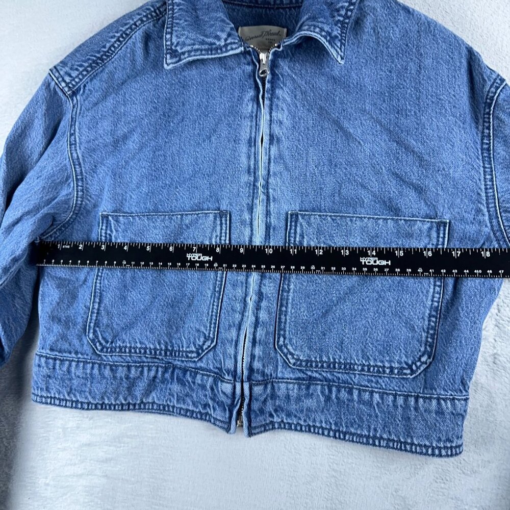 Universal Thread Cropped Denim Jacket Full Zip Up… - image 6